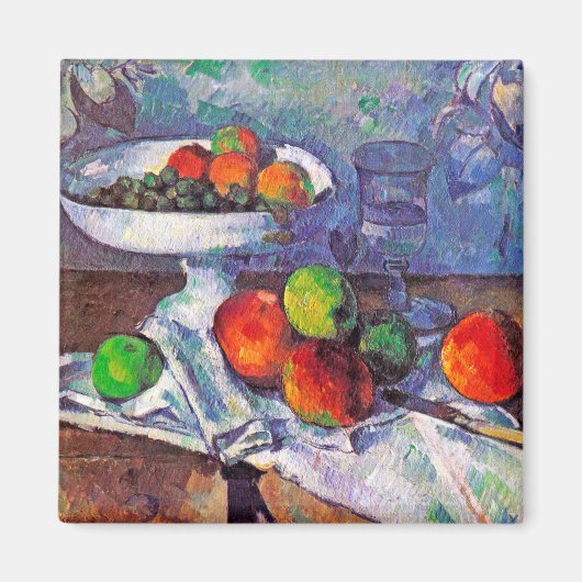 Fruit, glas en appelen, Cezanne Magneet (Voorkant)