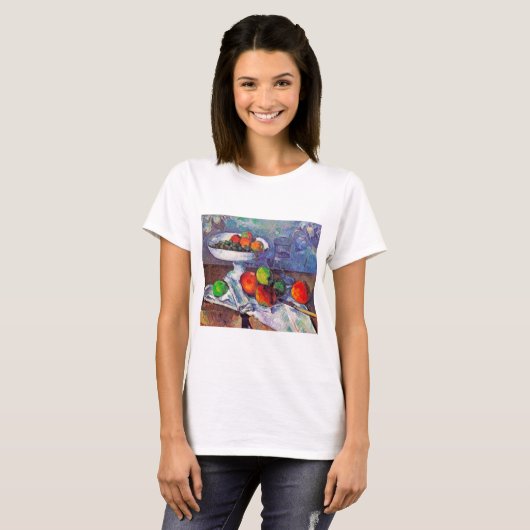 Fruit, glas en appelen, Cezanne T-shirt (Voorkant volledig)