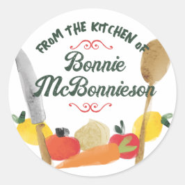 Fruit groente gebruiksvoorwerpen koken bakken cade ronde sticker