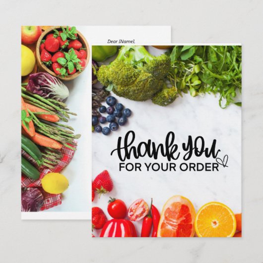 Fruit Groente Kruidenierswinkel thema Dank u auto Bedankkaart (Voorkant / Achterkant)