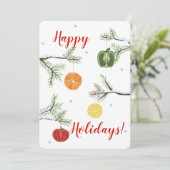 Fruit groente plakjes boom voedsel kerstkaart (Staand voorkant)