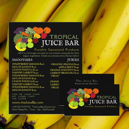 Fruit & Groenten, Juice Bar Reclame Flyer