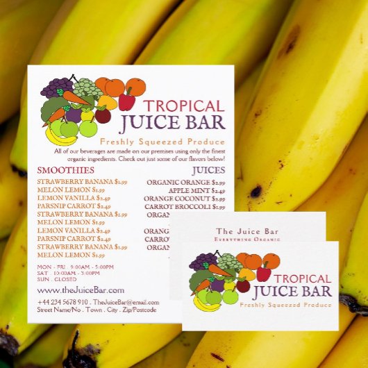 Fruit & Groenten, Juice Bar Reclame Flyer