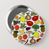 Fruit & groenten knop, enorm ronde button 4,0 cm (Voorkant /achterkant)