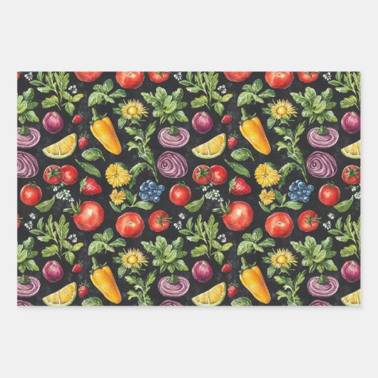 Fruit & Groenten Krijt Tekening Eetbaar Voedsel Gi Inpakpapier Vel (Voorkant 3)