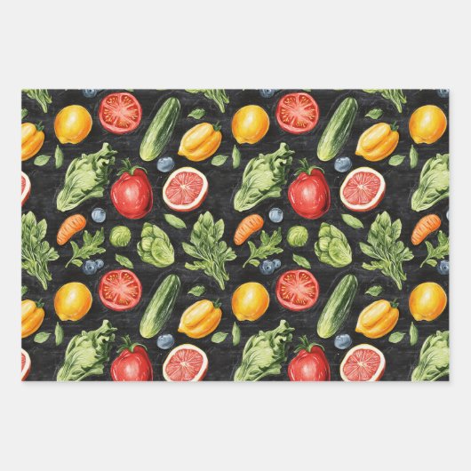 Fruit & Groenten Krijt Tekening Eetbaar Voedsel Gi Inpakpapier Vel (Voorkant 2)