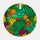 Fruit Groenten Naadloos Vegetarisch Patroon Glas Ornament (Achterkant)