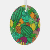 Fruit Groenten Naadloos Vegetarisch Patroon Glas Ornament (Voorkant Rechts)