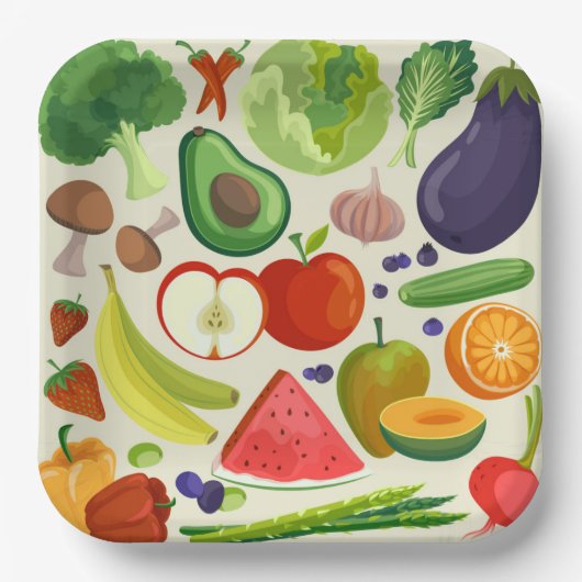 Fruit Groenten Papieren Bordje (Voorkant)