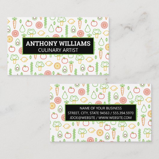 Fruit Groenten Patroon Achtergrond Visitekaartje (Voorkant / Achterkant)