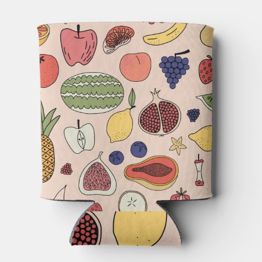 Fruit Hand getrokken  illustratie. Blikjeskoeler (Achterkant)