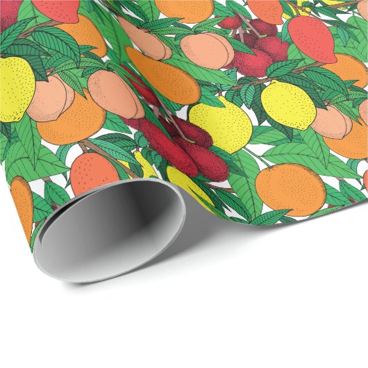 Fruit Hand getrokken schets patroon Cadeaupapier (Rol Hoek)