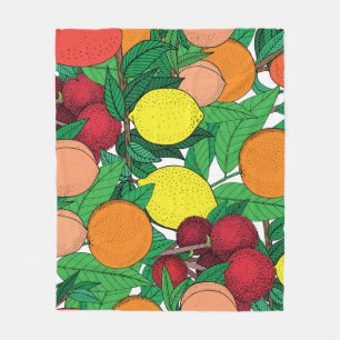 Fruit Hand getrokken schets patroon Fleece Deken