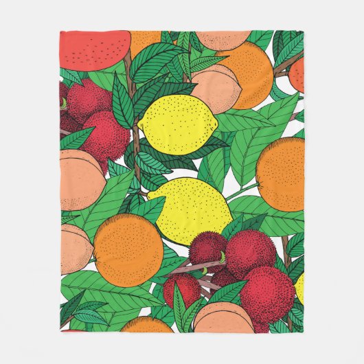 Fruit Hand getrokken schets patroon Fleece Deken (Voorkant)