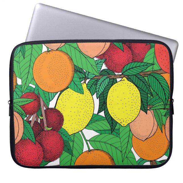 Fruit Hand getrokken schets patroon Laptop Sleeve (Voorkant)