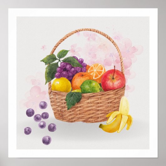 Fruit in mand waterverf poster (Voorkant)
