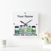 Fruit Jar Collector w/Your Name  Mason Jars Vierkante Klok (Huis)
