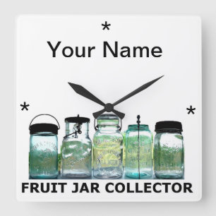 Fruit Jar Collector w/Your Name  Mason Jars Vierkante Klok