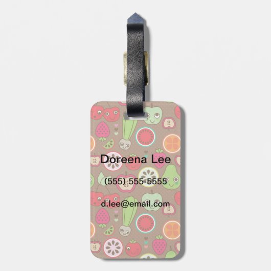 Fruit Kitchen Pattern Bagagelabel (Achterkant verticaal)