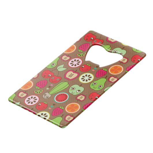 Fruit Kitchen Pattern Creditkaart Flessenopener (Voorkant Gekanteld)