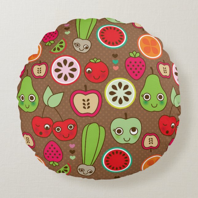 Fruit Kitchen Pattern Rond Kussen (Voorkant)