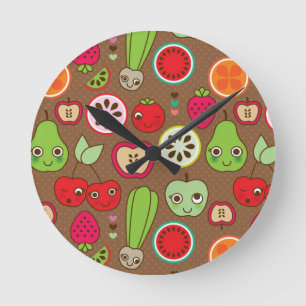 Fruit Kitchen Pattern Ronde Klok