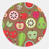 Fruit Kitchen Pattern Ronde Sticker (Voorkant)