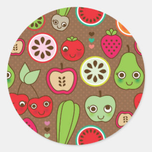 Fruit Kitchen Pattern Ronde Sticker