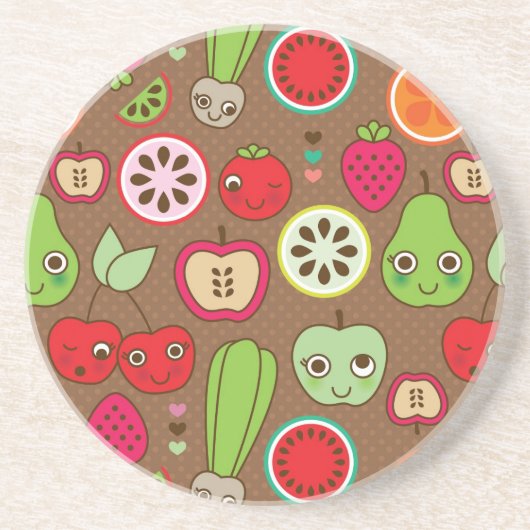 Fruit Kitchen Pattern Zandsteen Onderzetter (Voorkant)
