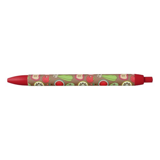 Fruit Kitchen Pattern Zwarte Inkt Pen (Voorkant)