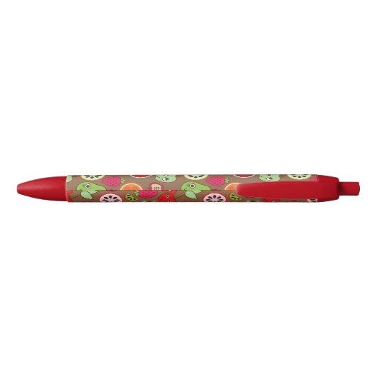 Fruit Kitchen Pattern Zwarte Inkt Pen (Achterkant)