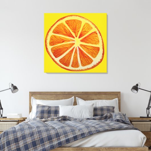 Fruit kunst sinaasappel citrus waterverf kunst pop canvas afdruk (Insitu (Slaapkamer))