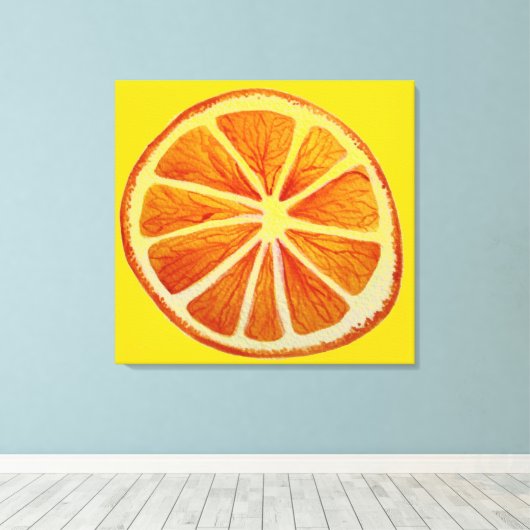 Fruit kunst sinaasappel citrus waterverf kunst pop canvas afdruk (Insitu (Houten vloer))