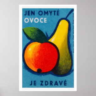 Fruit Matchbox Print Vintage Tsjechisch Kunst aan 