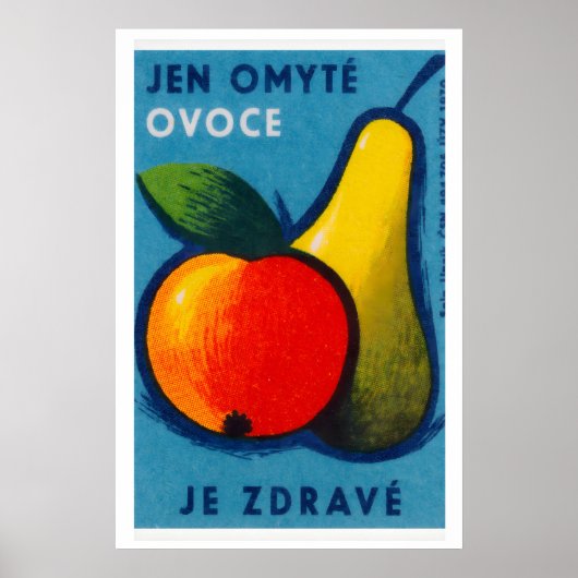 Fruit Matchbox Print Vintage Tsjechisch Kunst aan  (Voorkant)
