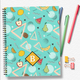 Fruit Memphis Aqua Patroon School Notebook Notitieboek