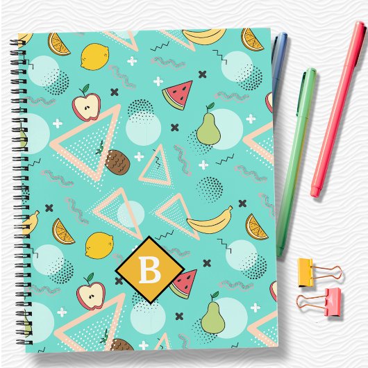 Fruit Memphis Aqua Patroon School Notebook Notitieboek