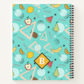 Fruit Memphis Aqua Patroon School Notebook Notitieboek (Achterkant)