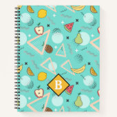 Fruit Memphis Aqua Patroon School Notebook Notitieboek (Voorkant)