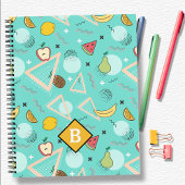 Fruit Memphis Aqua Pattern School Notitieboek