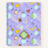 Fruit Memphis Paarse Patroon School Notebook Notitieboek (Voorkant)