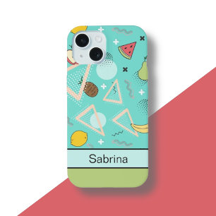 Fruit Memphis Patroon Aqua iPhone 15 Case