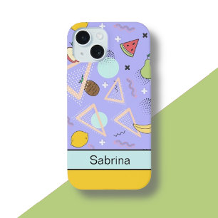 Fruit Memphis Patroon Paars iPhone 15 Case