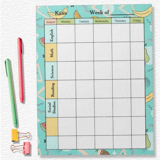 Fruit Memphis Pattern Homework Assignment Notitieblok