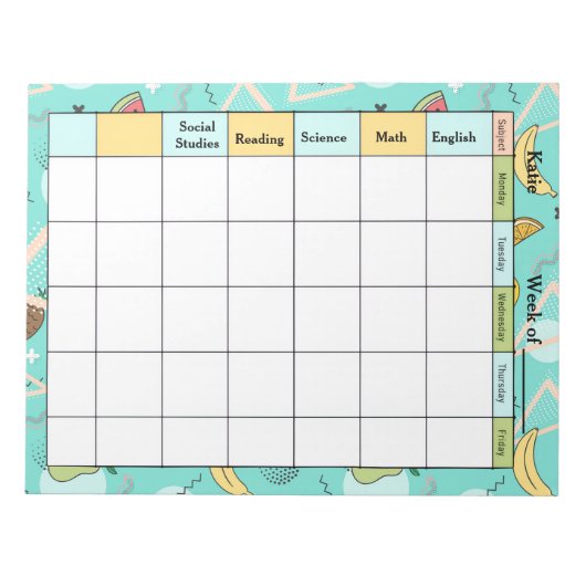 Fruit Memphis Pattern Homework Assignment Notitieblok (Voorkant)