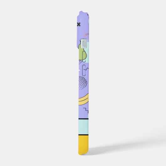 Fruit Memphis Pattern Paarse iPhone 15 Case (Linkerkant)