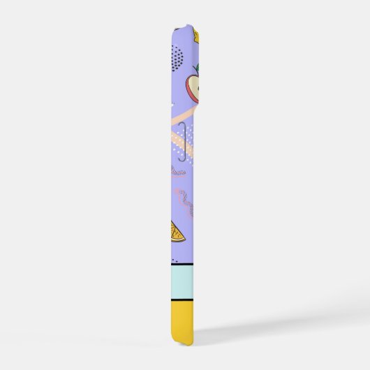 Fruit Memphis Pattern Paarse iPhone 15 Case (Rechterkant)
