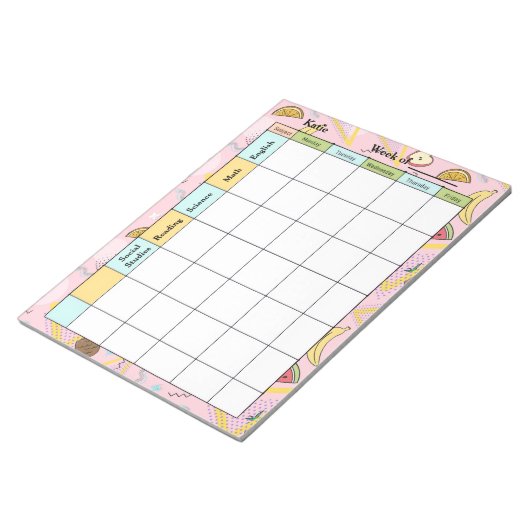 Fruit Memphis Pink Homework Assignment Notitieblok (Schuin)
