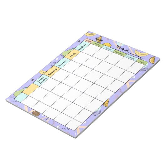 Fruit Memphis Purple Homework Assignment Notitieblok (Schuin)