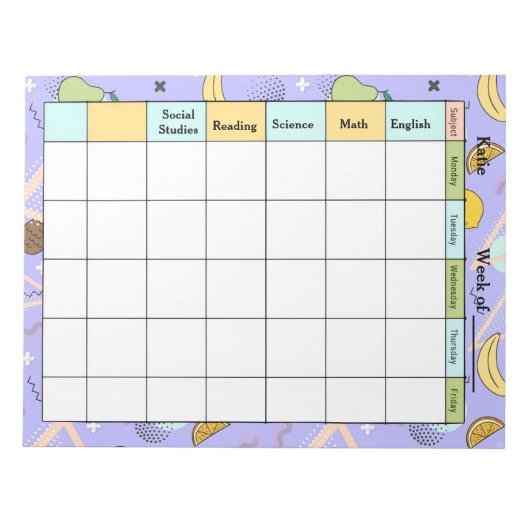 Fruit Memphis Purple Homework Assignment Notitieblok (Voorkant)